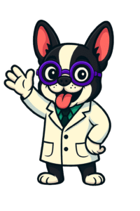 Turd Nerds mascot waving – dog poop removal services for Austin pet owners
